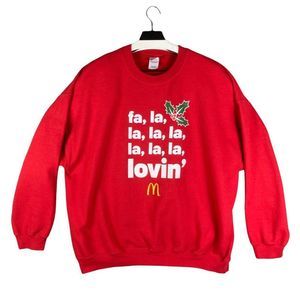 Mcdonalds Fa La La Christmas Holiday Red Sweatshirt Long Sleeve Men's Size 2XL